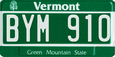 VT license plate BYM910