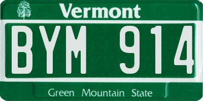 VT license plate BYM914