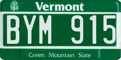VT license plate BYM915