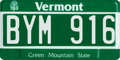 VT license plate BYM916