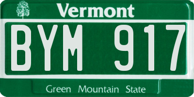 VT license plate BYM917