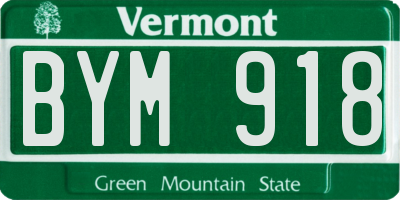 VT license plate BYM918