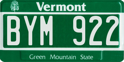 VT license plate BYM922