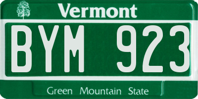 VT license plate BYM923