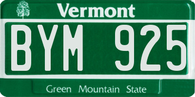 VT license plate BYM925