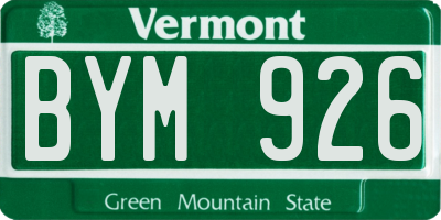 VT license plate BYM926