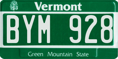 VT license plate BYM928