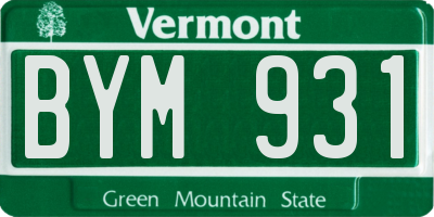 VT license plate BYM931
