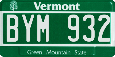 VT license plate BYM932