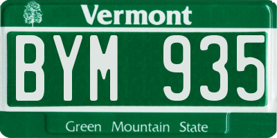 VT license plate BYM935