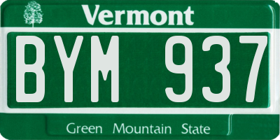 VT license plate BYM937