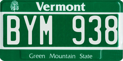 VT license plate BYM938