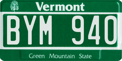 VT license plate BYM940