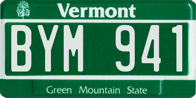 VT license plate BYM941