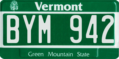 VT license plate BYM942