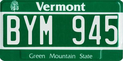 VT license plate BYM945