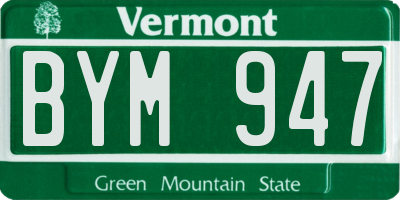 VT license plate BYM947