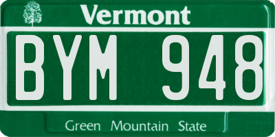 VT license plate BYM948