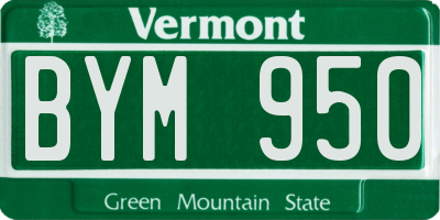 VT license plate BYM950