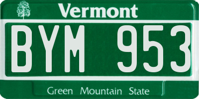 VT license plate BYM953