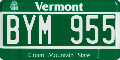 VT license plate BYM955