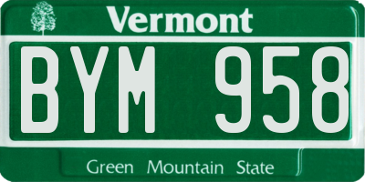 VT license plate BYM958
