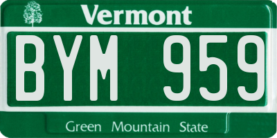 VT license plate BYM959