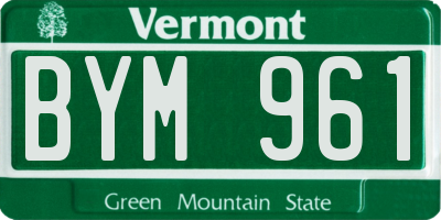 VT license plate BYM961