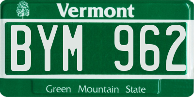 VT license plate BYM962