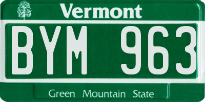 VT license plate BYM963