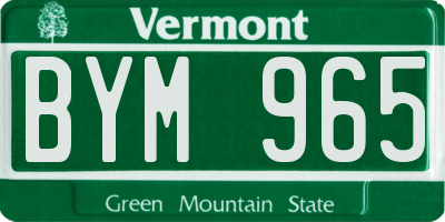 VT license plate BYM965