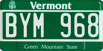 VT license plate BYM968