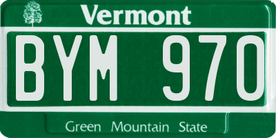 VT license plate BYM970