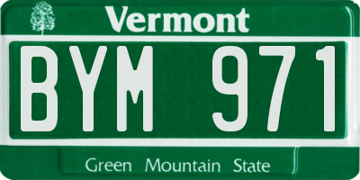 VT license plate BYM971