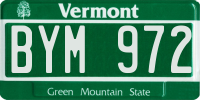 VT license plate BYM972