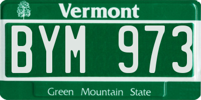 VT license plate BYM973