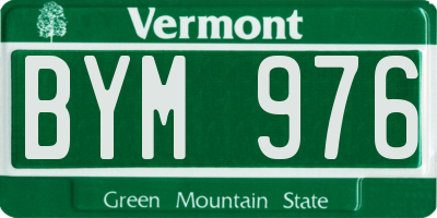 VT license plate BYM976
