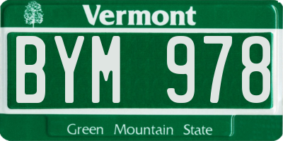 VT license plate BYM978