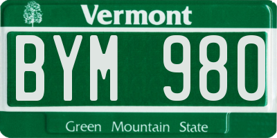 VT license plate BYM980