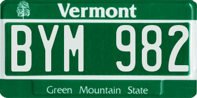 VT license plate BYM982