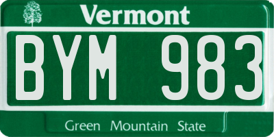 VT license plate BYM983