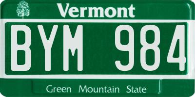 VT license plate BYM984