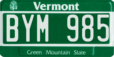 VT license plate BYM985