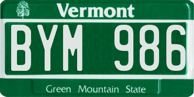 VT license plate BYM986