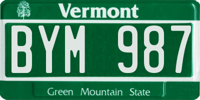 VT license plate BYM987
