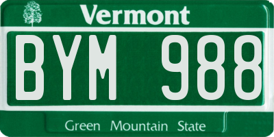 VT license plate BYM988