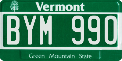 VT license plate BYM990