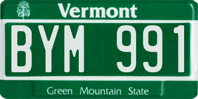 VT license plate BYM991