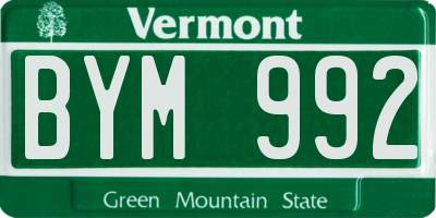 VT license plate BYM992
