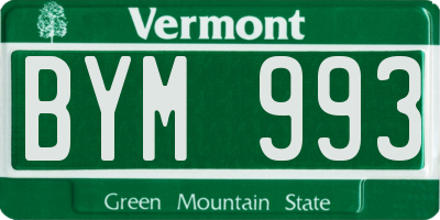 VT license plate BYM993